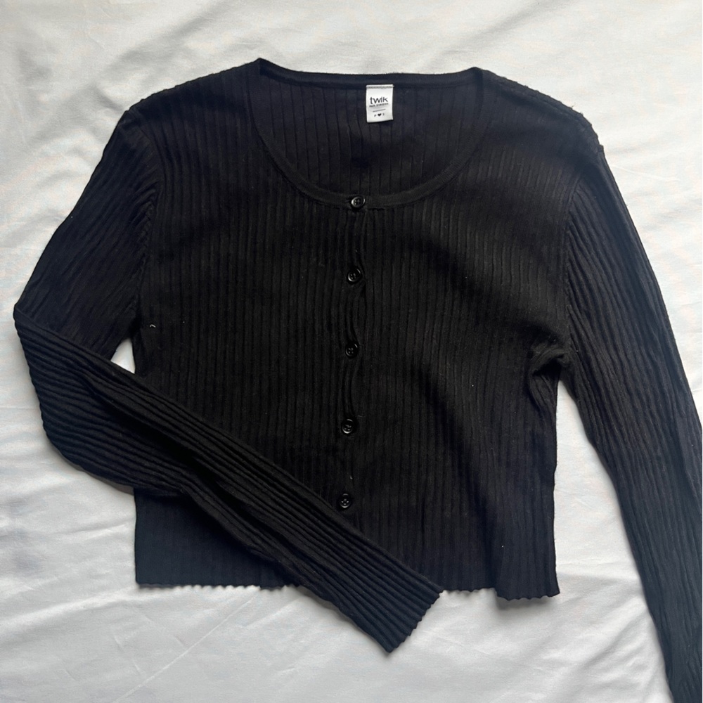 Twik Black Ribbed Knit Top